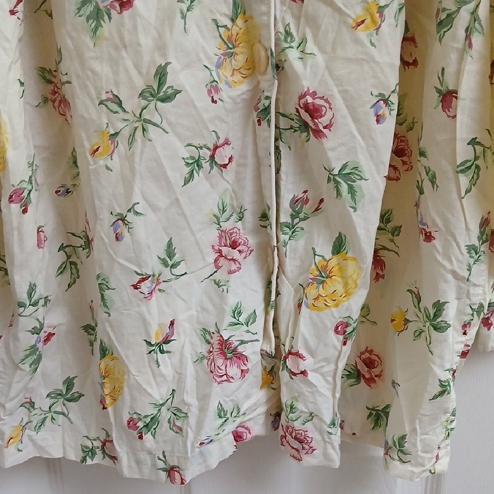Vintage Gold Label Victoria's Secret Floral Cotton Button Front Sleep Top XL - Picture 3 of 12